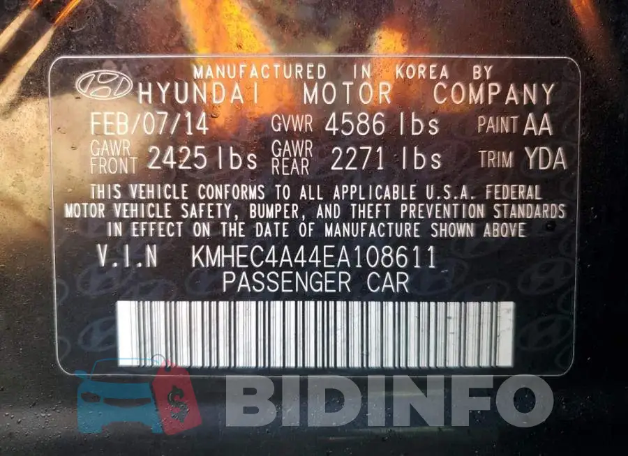 KMHEC4A44EA108611 Photo# 13