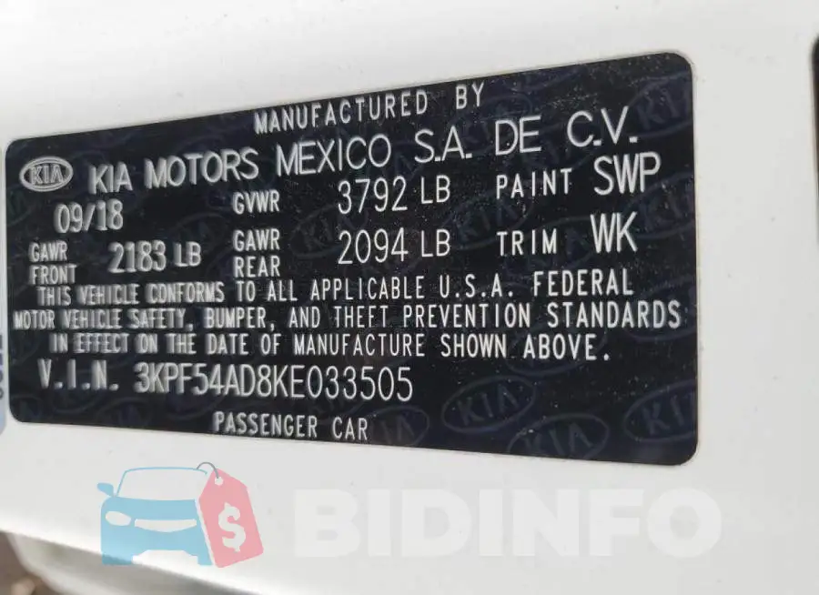 3KPF54AD8KE033505 Photo# 10