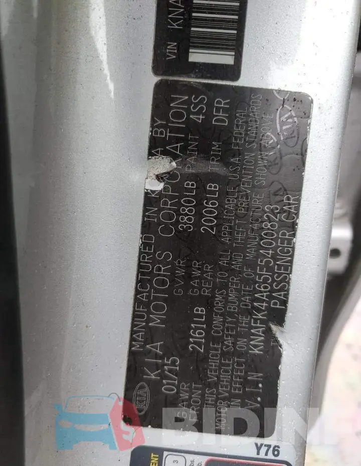 KNAFK4A65F5400823 Photo# 12