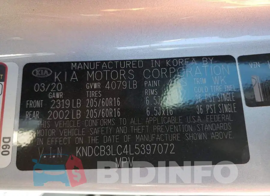 KNDCB3LC4L5397072 Photo# 10