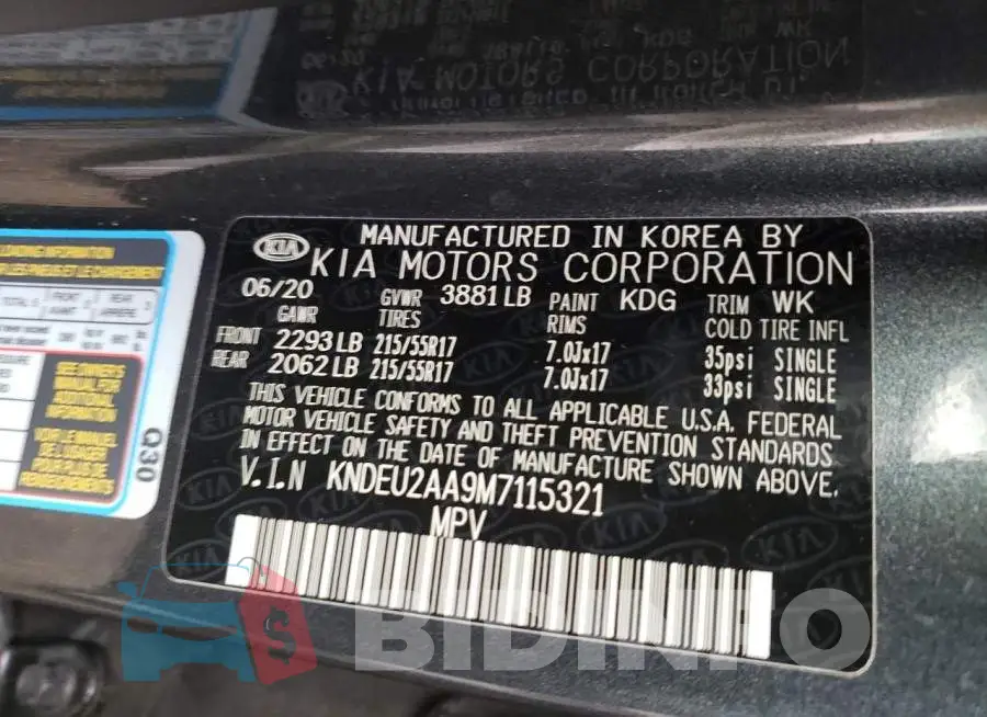 KNDEU2AA9M7115321 Photo# 10