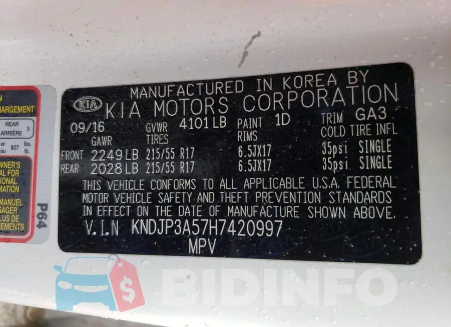 KNDJP3A57H7420997 Photo# 13