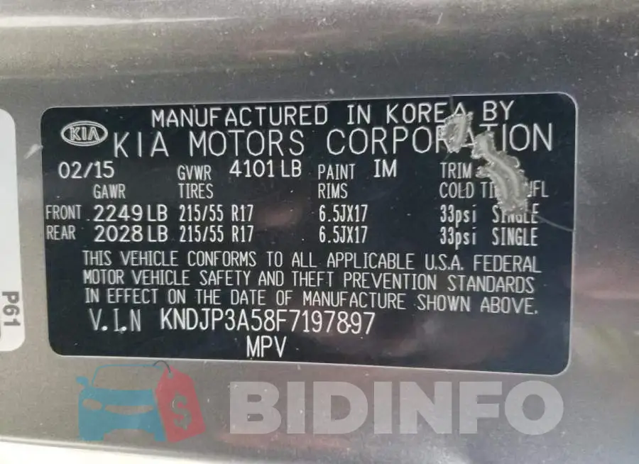 KNDJP3A58F7197897 Photo# 13
