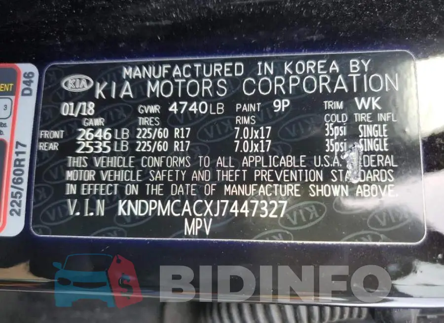 KNDPMCACXJ7447327 Photo# 13