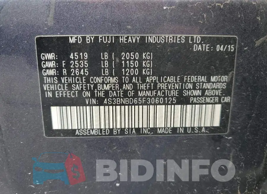 4S3BNBD65F3060125 Photo# 10
