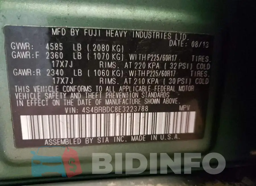 4S4BRBDC8E3223788 Photo# 12