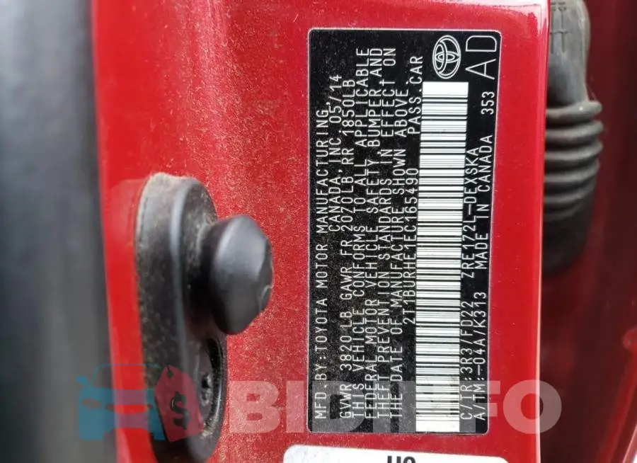 2T1BURHE1EC165490 Photo# 12