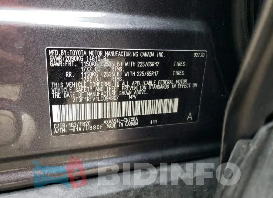 2T3F1RFV1LC094907 Photo# 13