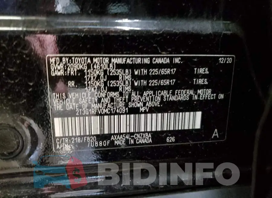 2T3G1RFV0MC174091 Photo# 14