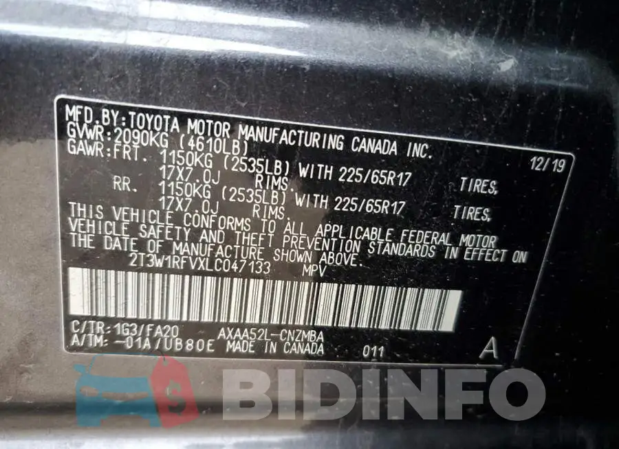 2T3W1RFVXLC047133 Photo# 13