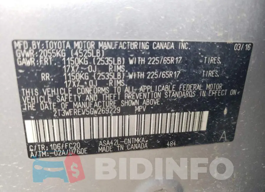 2T3WFREV5GW269229 Photo# 13