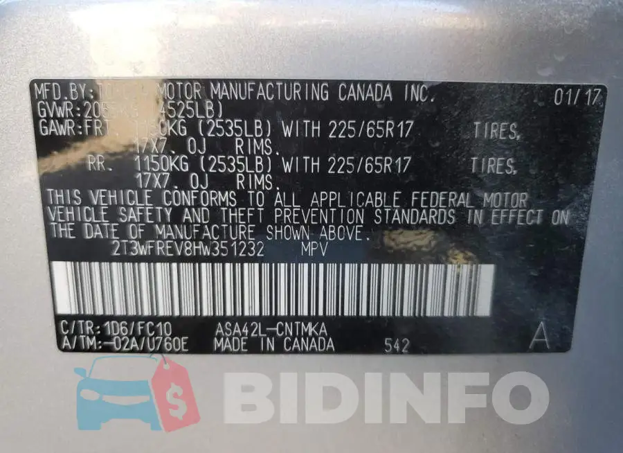 2T3WFREV8HW351232 Photo# 14