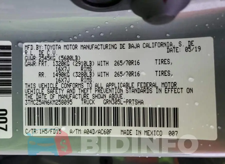 3TMCZ5AN6KM258095 Photo# 12