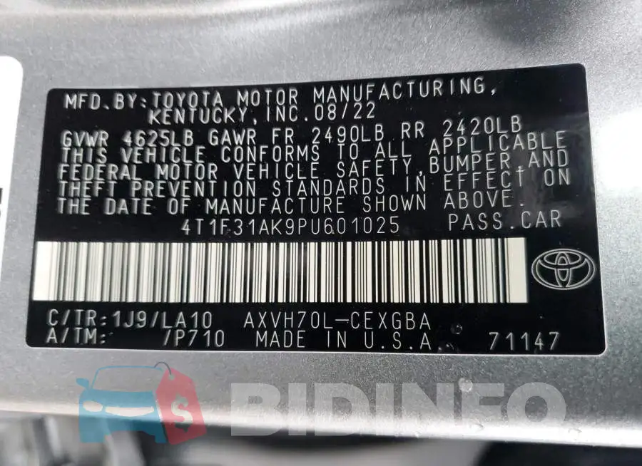 4T1F31AK9PU601025 Photo# 12