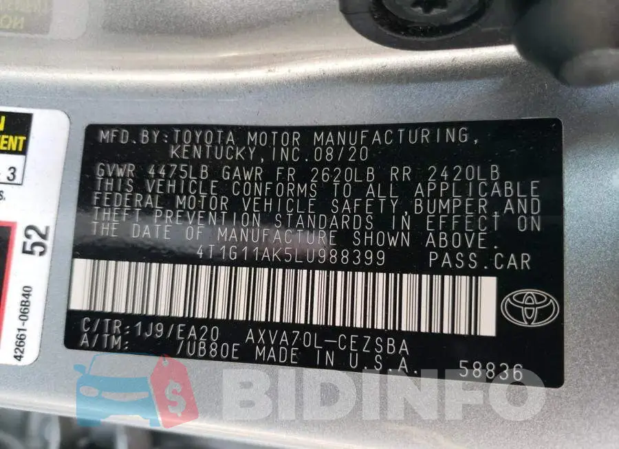 4T1G11AK5LU988399 Photo# 12