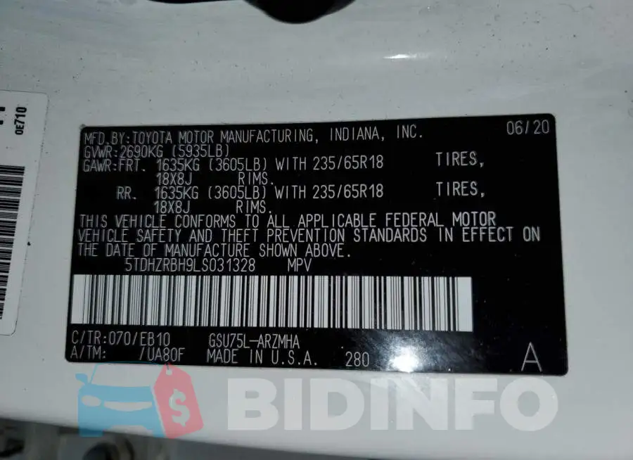 5TDHZRBH9LS031328 Photo# 13