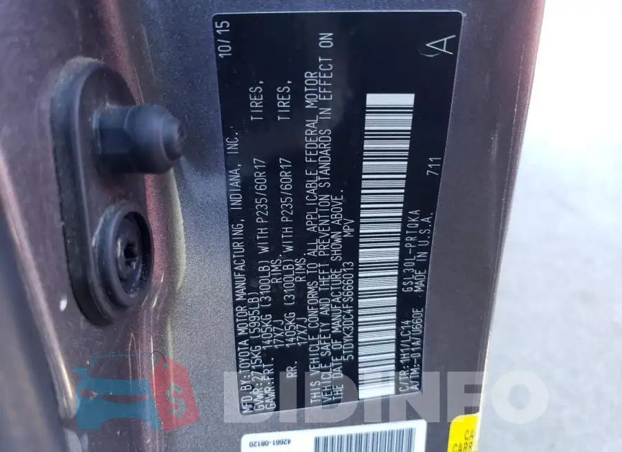 5TDYK3DC4FS666013 Photo# 13