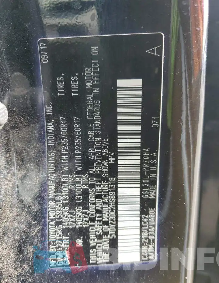 5TDYZ3DC2HS891318 Photo# 13