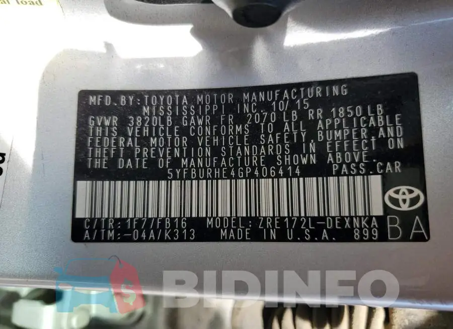 5YFBURHE4GP406414 Photo# 13