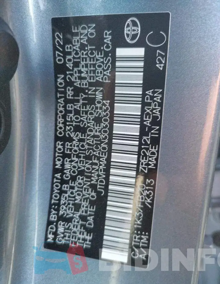 JTDVPMAE0N3030334 Photo# 12