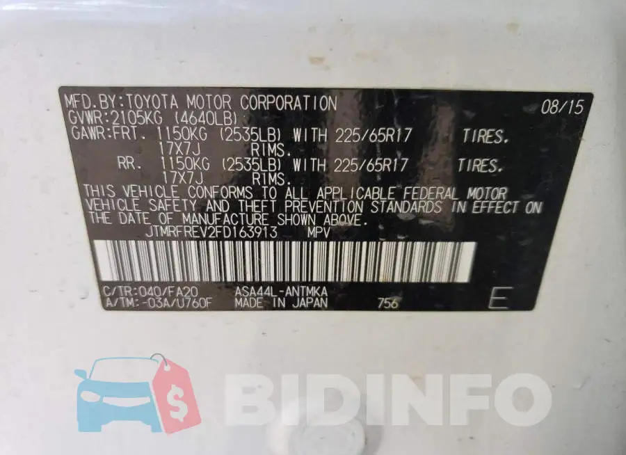 JTMRFREV2FD163913 Photo# 13