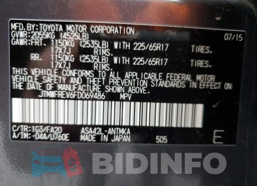 JTMWFREV6FD069486 Photo# 13