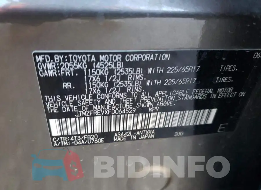 JTMZFREVXFD064529 Photo# 13
