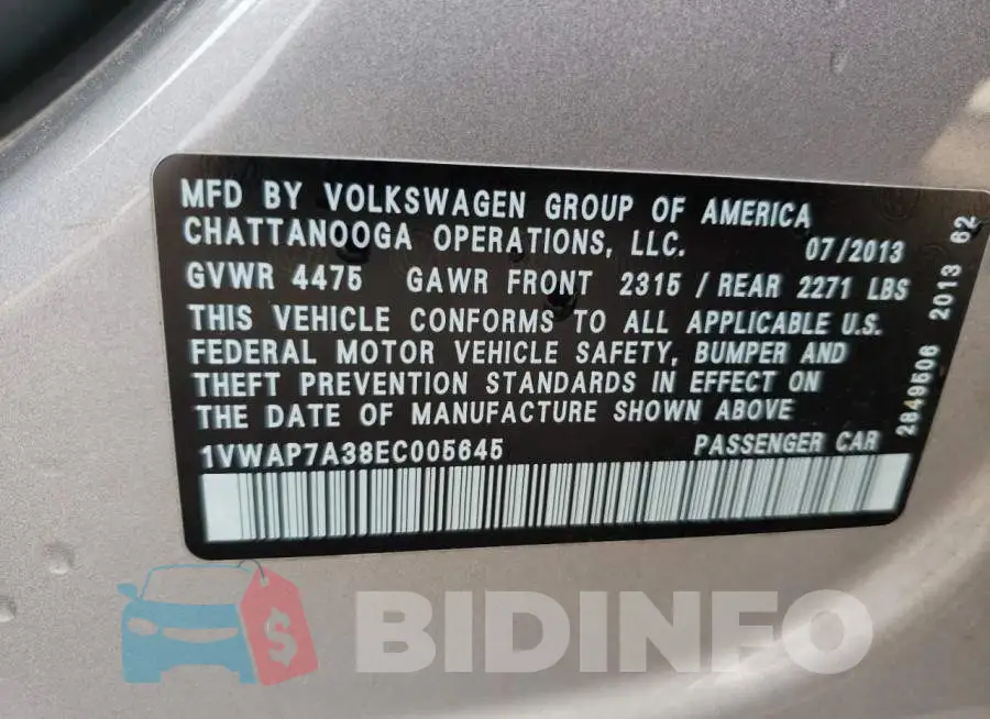 1VWAP7A38EC005645 Photo# 10