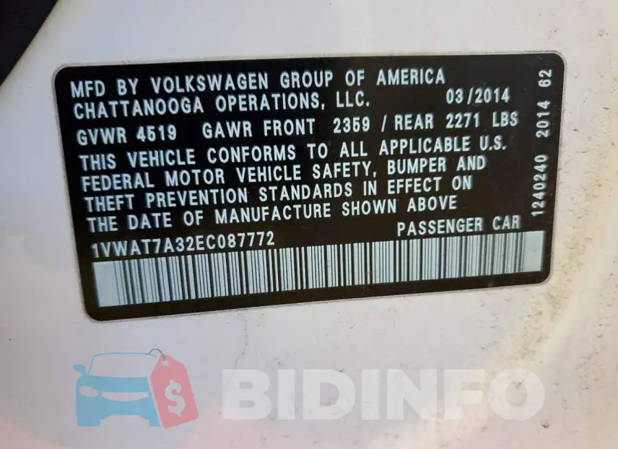 1VWAT7A32EC087772 Photo# 12