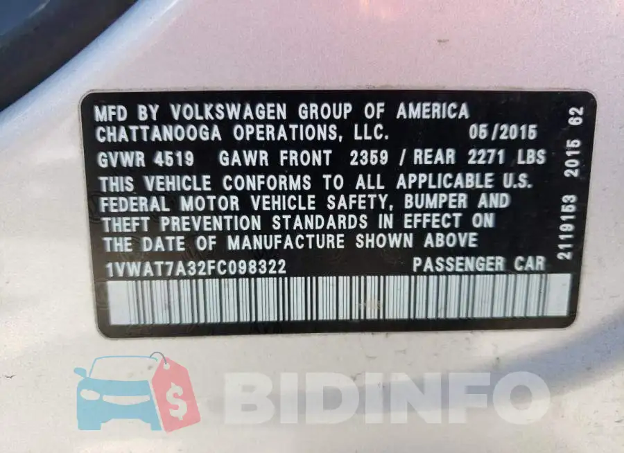 1VWAT7A32FC098322 Photo# 10