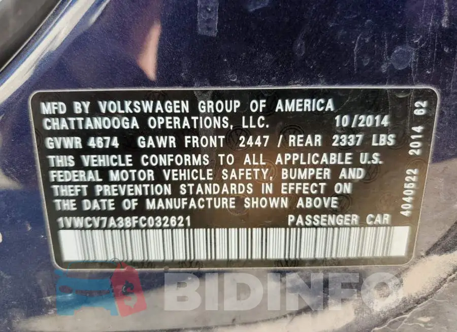 1VWCV7A38FC032621 Photo# 13