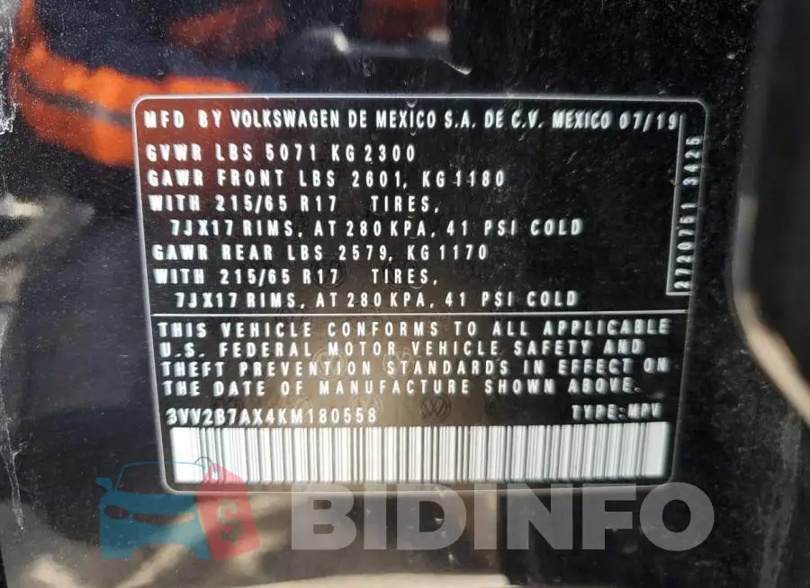 3VV2B7AX4KM180558 Photo# 12