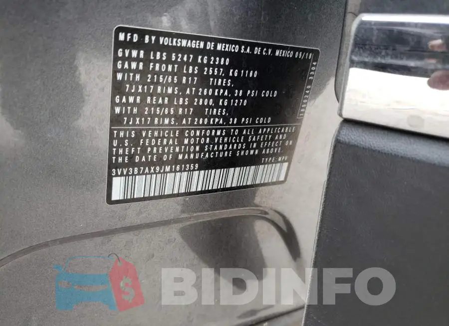 3VV3B7AX9JM161359 Photo# 13