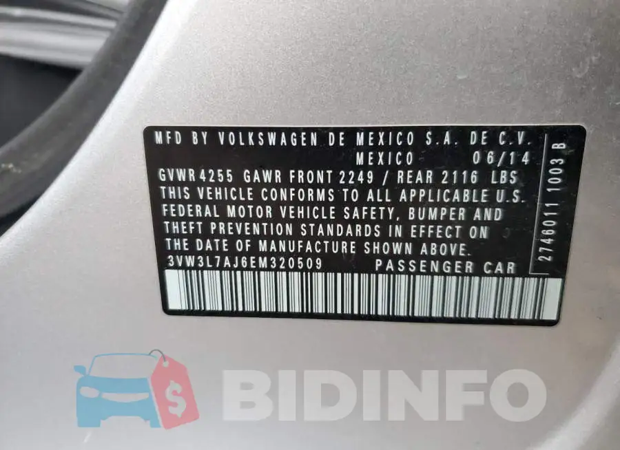 3VW3L7AJ6EM320509 Photo# 12