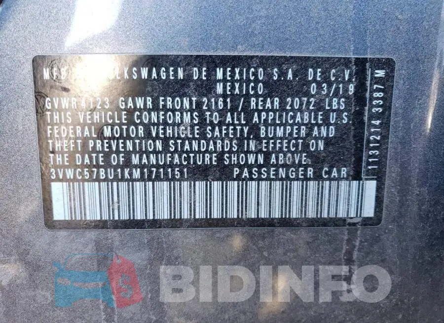 3VWC57BU1KM171151 Photo# 12