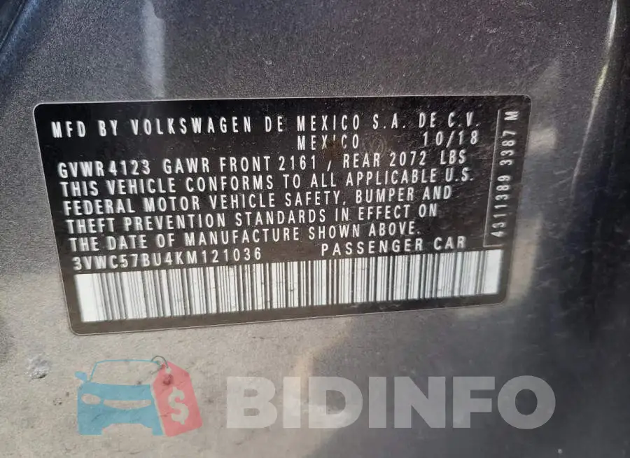 3VWC57BU4KM121036 Photo# 12