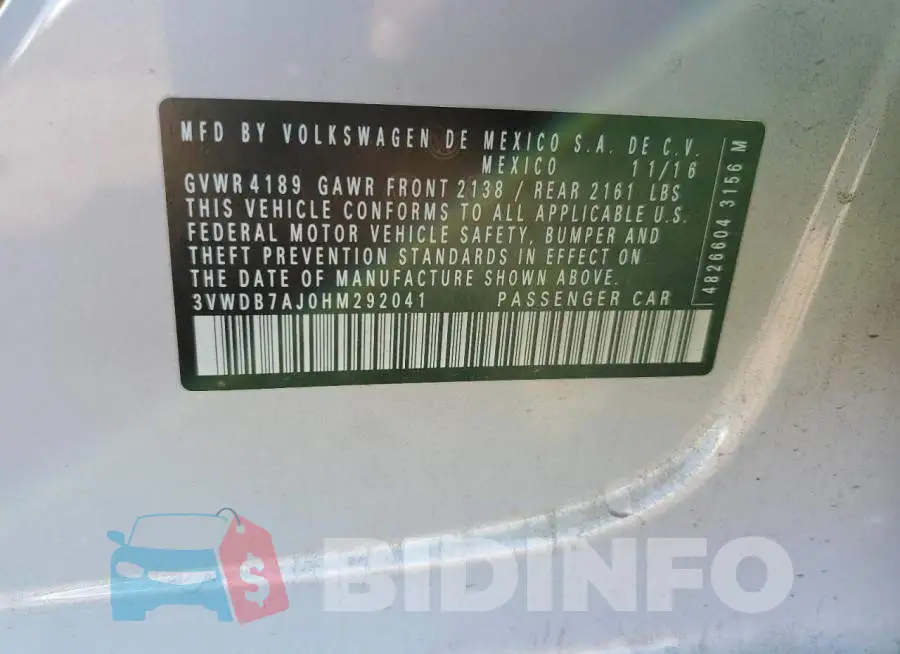 3VWDB7AJ0HM292041 Photo# 12