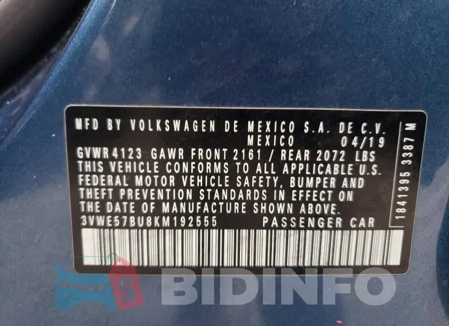 3VWE57BU8KM192555 Photo# 12