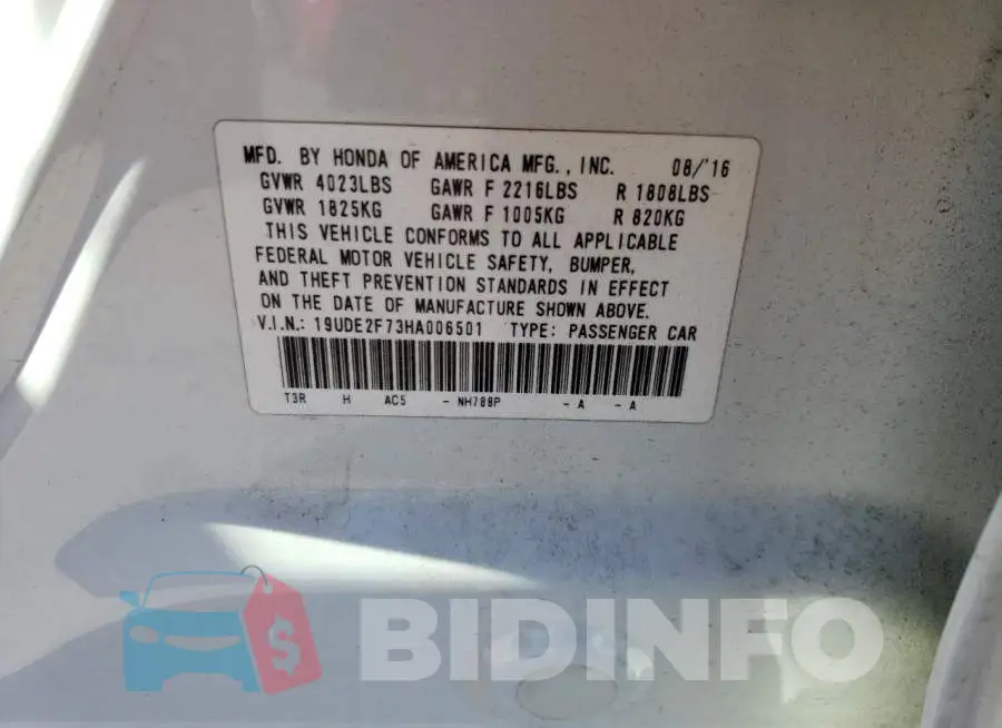 19UDE2F73HA006501 Photo# 12