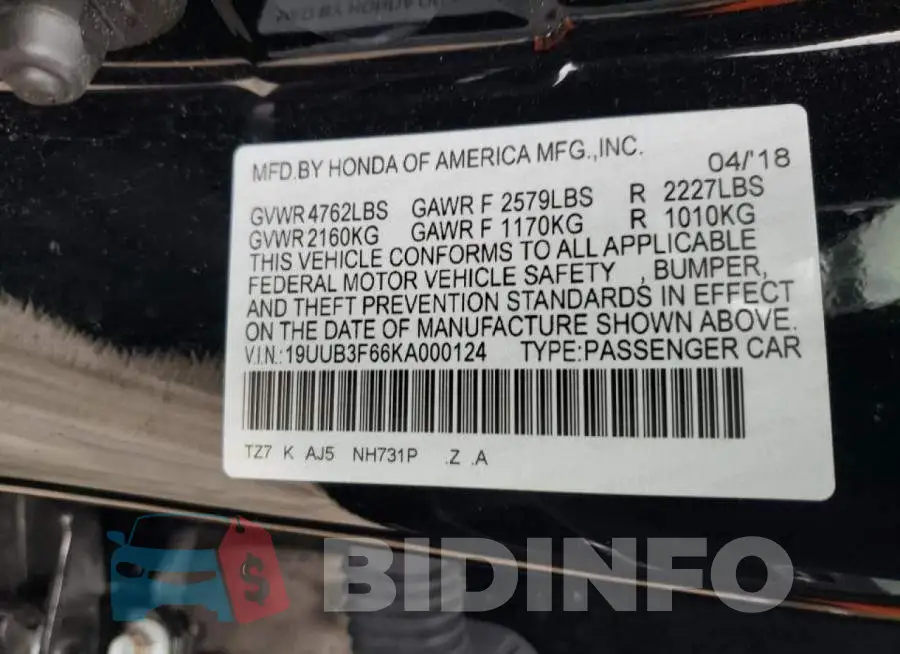 19UUB3F66KA000124 Photo# 12