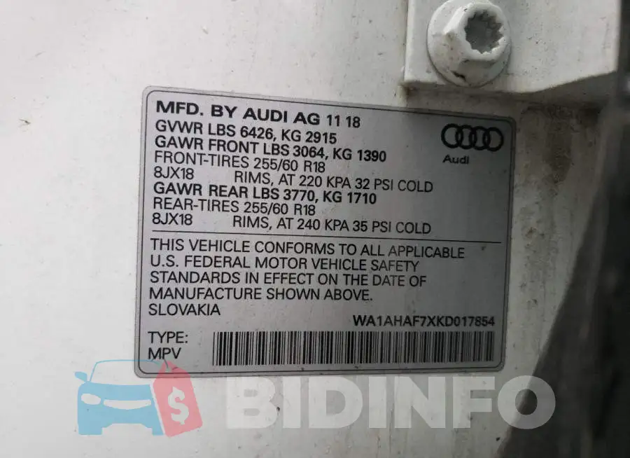 WA1AHAF7XKD017854 Photo# 14