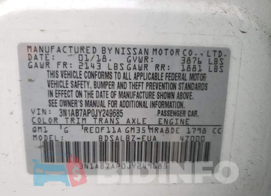 3N1AB7AP0JY249685 Photo# 12