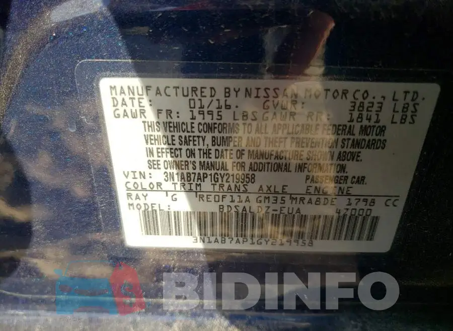 3N1AB7AP1GY219958 Photo# 10