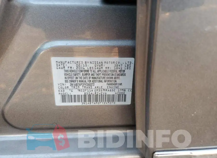 3N1AB7AP2FY249372 Photo# 12