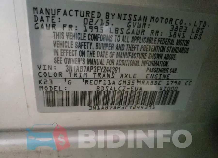 3N1AB7AP3FY244391 Photo# 13