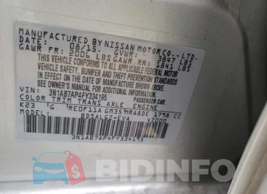3N1AB7AP4FY334195 Photo# 12