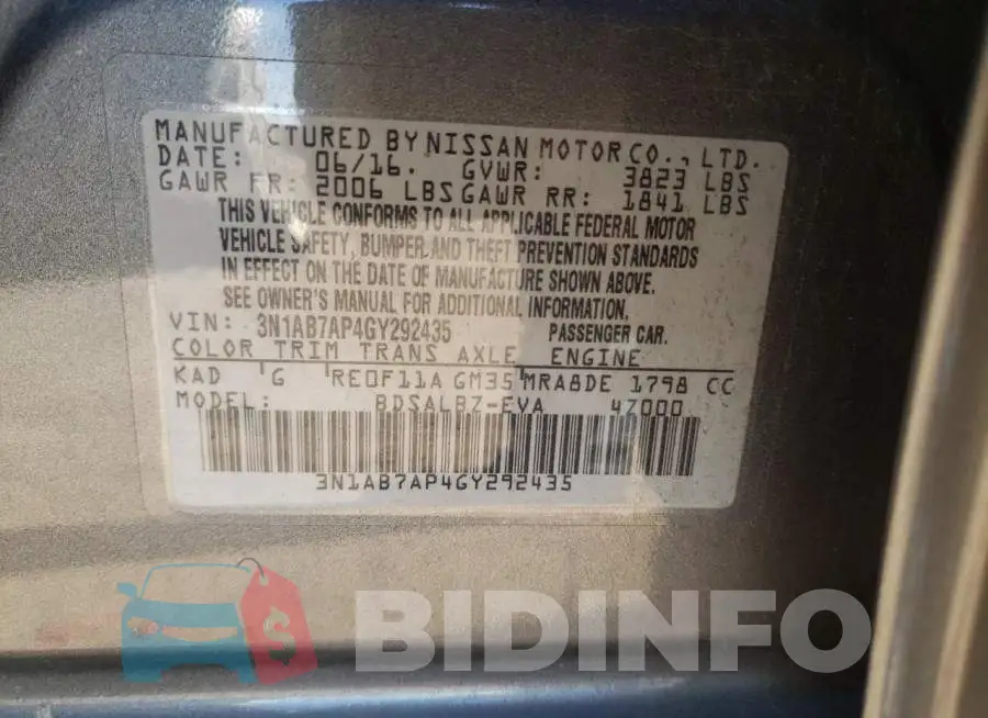3N1AB7AP4GY292435 Photo# 13