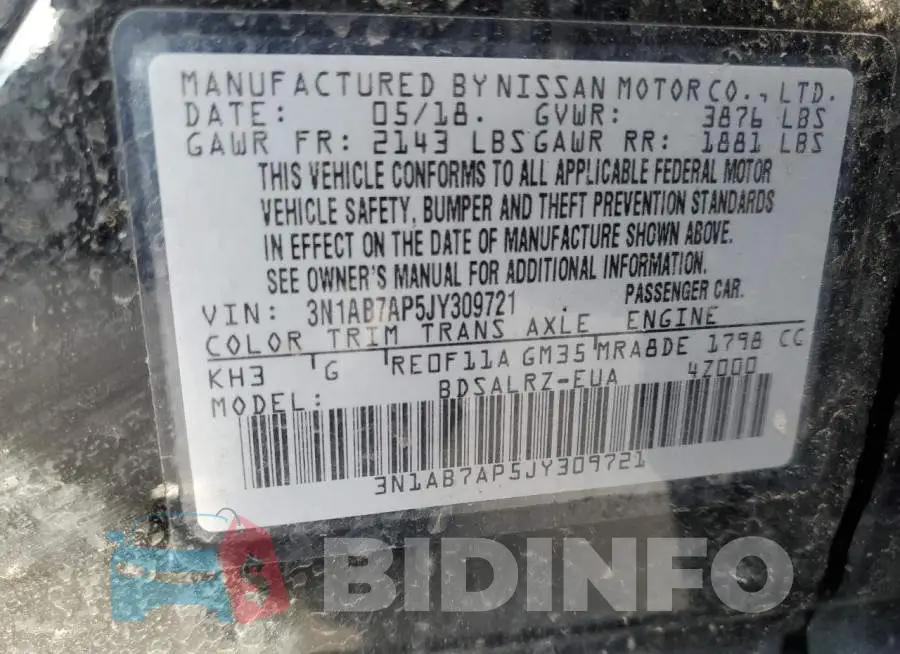 3N1AB7AP5JY309721 Photo# 13