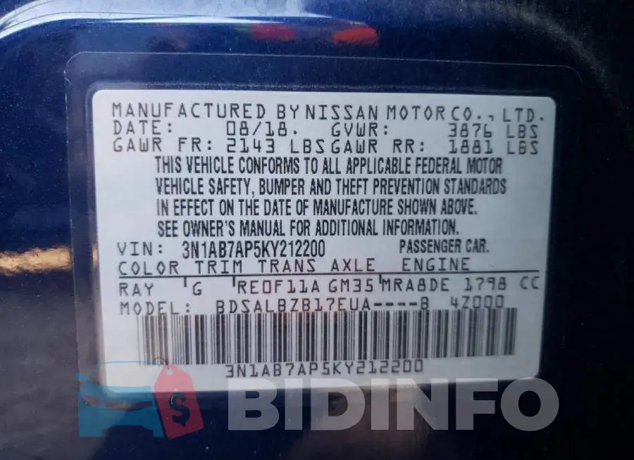 3N1AB7AP5KY212200 Photo# 10