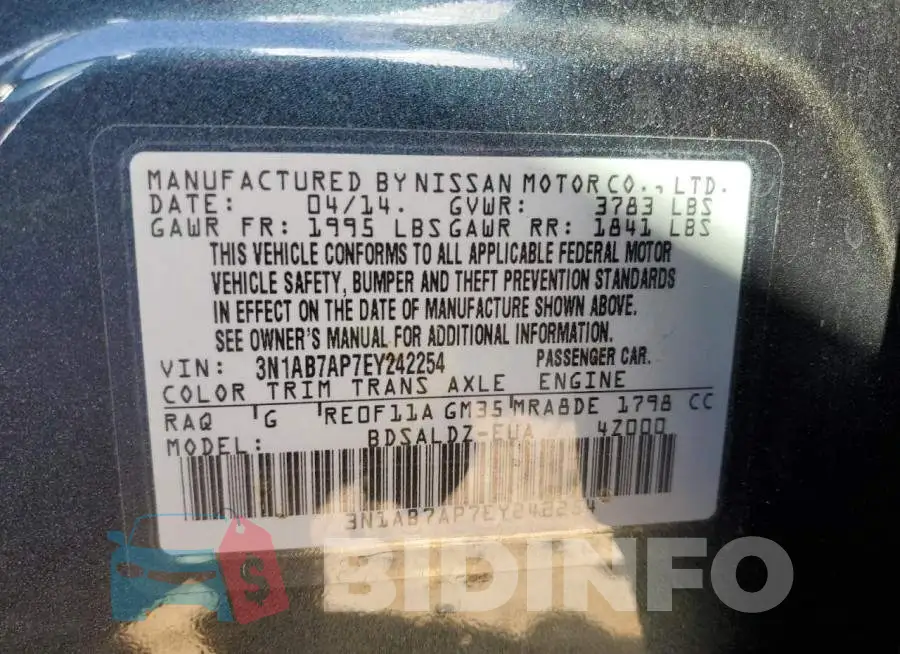 3N1AB7AP7EY242254 Photo# 10
